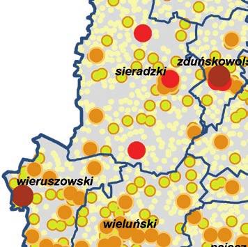 tego opracowania do oszacowania wielkości emisji powierzchniowej w województwie łódzkim wykorzystał informację o liczbie ludności w obwodach spisowych,