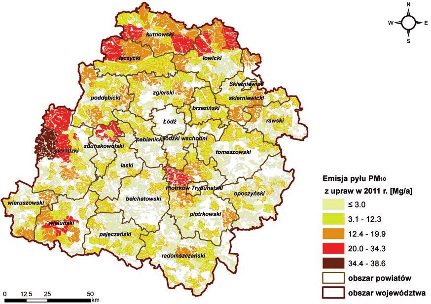 tości emisji pyłu z dwóch głównych kategorii: upraw rolniczych i hodowli zwierząt.