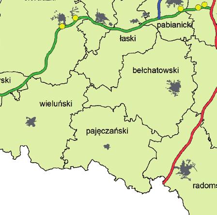 zgierskim, m. Łodzi i pow. pabianickim. Wzdłuż planowanej autostrady A1 rozmieszczono 25 stanowisk pomiarowych.