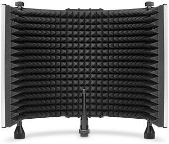 SOUND SHIELD Wokalny filtr odbiciowy przenośna przegroda nagraniowa zmniejszająca hałas otoczenia składająca się się z pięciu wysokiej jakości paneli z blachy perforowanej (3 stacjonarne, 2 składane)