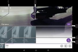 Główny ekran muzyki 1 Przeciągnięcie lewej krawędzi ekranu w prawo pozwala otworzyć menu ekranu głównego aplikacji Album 2 Przewiń w górę lub w dół, aby wyświetlić zawartość 3 Odtwarzanie utworu w