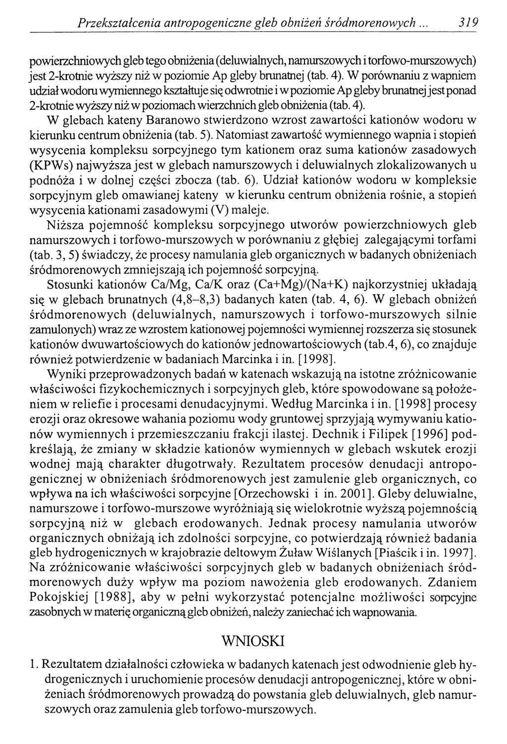 Przekształcenia antropogeniczne gleb obniżeń śródmorenowych.