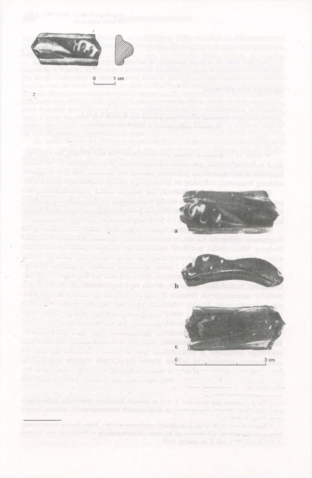 156 TADEUSZ BARANOWSKI Ryc. 1. Fragment szklanej bransolety z Jastrzębnik, gm. Blizanów, woj. kaliskie. Rys. M. Gawrońska Fig. 1. A fragment of a glass bracelet from Jastrzçbniki, Blizanów community, Kalisz Voivodeship.