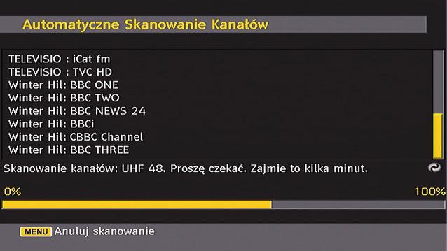 Uwaga: W przypadku Zjednoczonego Królestwa menu OSD wyboru kraju będzie niedostępne.
