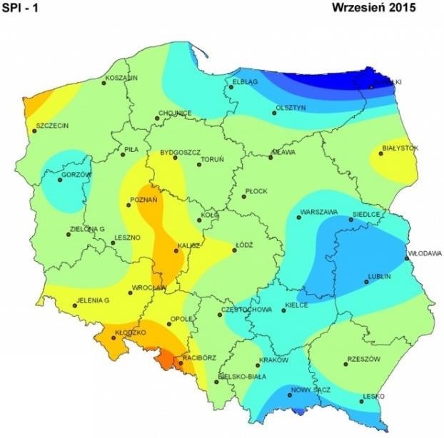 Warunki opadowe w sierpniu i we wrześniu 2015 r.