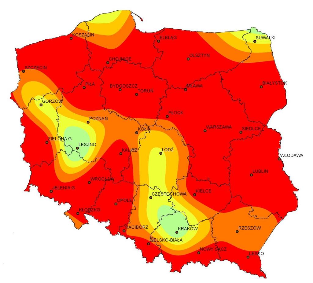 umiarkowana warunki przeciętne umiarkowanie mokro bardzo mokro ekstremalnie