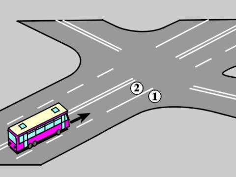 D037 834 W tej sytuacji kierujący autobusem powinien włączyć lewy kierunkowskaz: A. w czasie wsiadania i wysiadania pasażerów Nie B. w chwili ruszania z przystanku Nie C.
