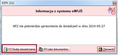 , zostanie wyświetlone okno z informacją.