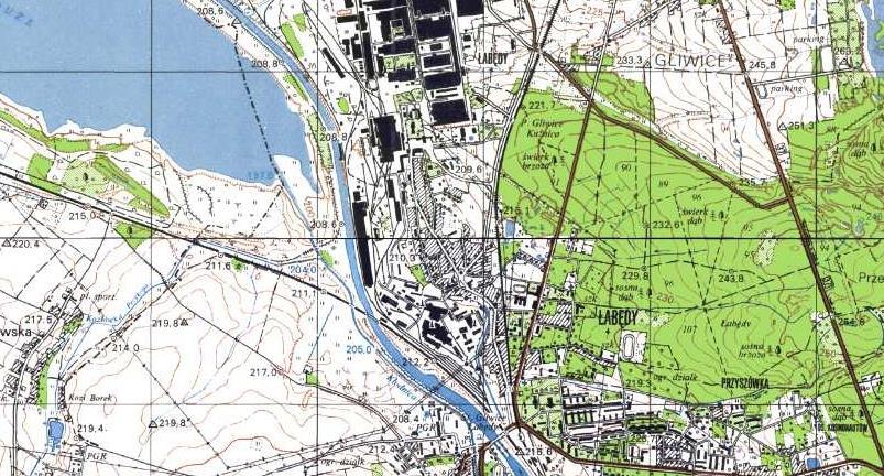 obszar przeprowadzonych prac Obiekt: Hala magazynowa prętów prostych w miejscowości Gliwice Nazwa rysunku: Mapa