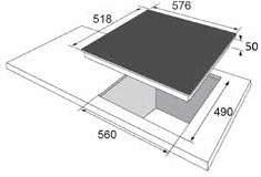 metry te ch n ic z n e Wymiary (mm): 576/518 Waga netto (kg): 10,5 Moc całkowita (kw): 3,7 Możliwość zabudowy na równo z blatem Powierzchnia ceramiczna Rodzaj wykończenia: bez szlifu Liczba pól