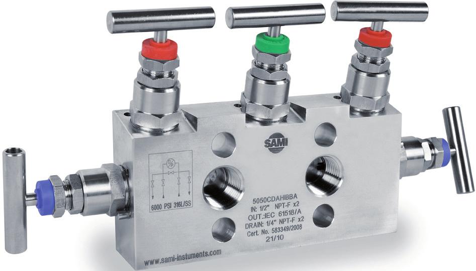 Sami Bloki zaworowe Sami Instruments Zblocza 5-zaworowe zblocza 5-zaworowe Cechy: - dwie odmiany konstrukcyjne do bezpośredniego montażu z przetwonikami oraz do montażu na rurkach impulsowych -