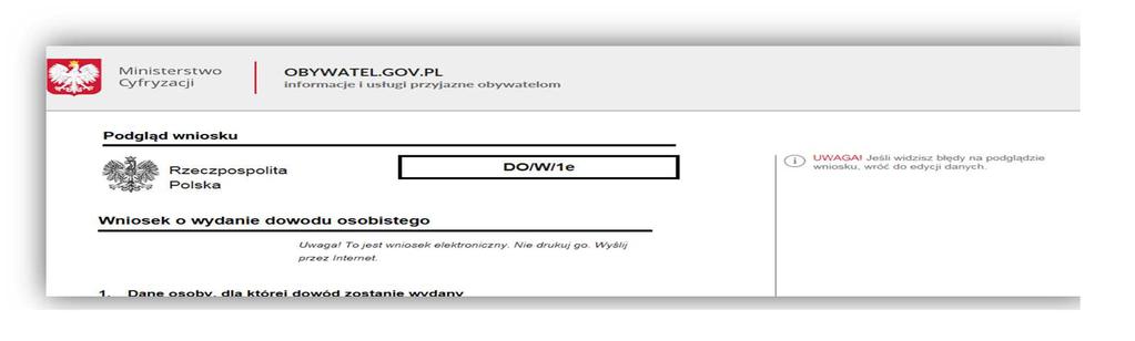 Platforma przekieruje Cię do podglądu wypełnionego formularza.