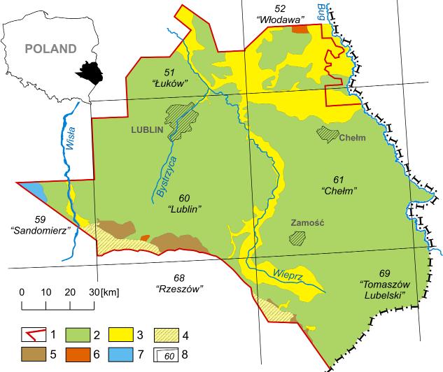 306 The groundwater table occurs at a small depth in the river valleys, unlike hill tops where it can be found at over 80 m of depth.