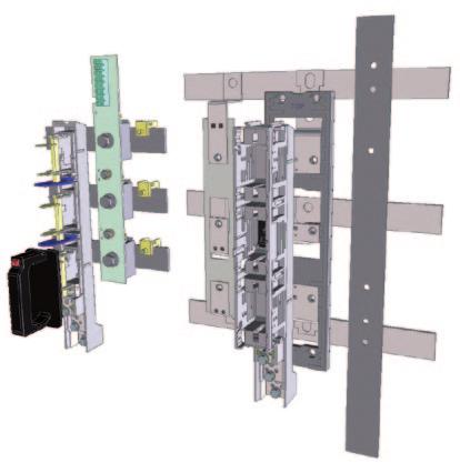 1 43 Vertical design fuse rails TRIVER / Podstawy bezpiecznikowe listwowe TRIVER Assembly drawing fuse rails BTVA, NH-00, 160 A, 100 mm busbars spacing Rysunek montażowy dla podstaw bezpiecznikowych