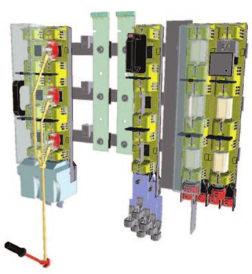 1 415 Vertical design fuse rails TRIVER / Podstawy bezpiecznikowe listwowe TRIVER Assembly drawing fuse rails BTVA, NH 1//3, 50/400/630 A, 185 mm busbars spacing Rysunek montażowy podstaw