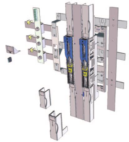 Vertical 43 design fuse switches and vertical design disconnectors TRIVER + Rozłączniki bezpiecznikowe listwowe i rozłączniki izolacyjne listwowe TRIVER + Assembly drawing fuse switches, BTVC, NH-00,