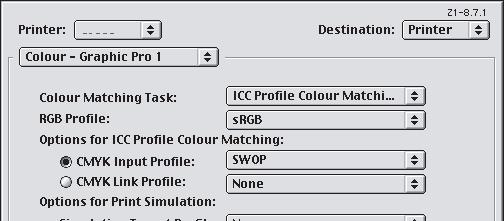 5. Wybierz opcję [Kolor Graphic Pro 1] (4). 4 5 6 6. W menu [Zadanie dopasowywania kolorów] (5) wybierz pozycję [Dopasowanie kolorów profilu ICC]. 7.
