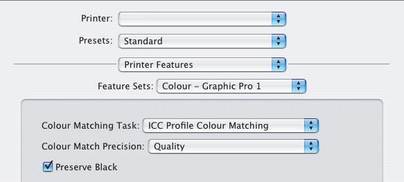 W menu [Tryb kolorów] (4) wybierz opcję [Graphic Pro]. 6. W menu [Zestawy funkcji] (5) wybierz polecenie [Kolor Graphic Pro 1]. 5 6 7.