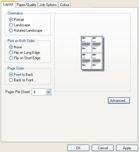 DRUKOWANIE WIELU STRON NA JEDNYM ARKUSZU (N-STRON NA ARKUSZU) Funkcja skaluje rozmiar strony dokumentu w celu drukowania i reprodukowania wielu stron na jednym arkuszu.