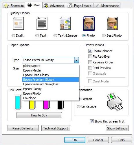 Ustawienia nośnika Aby optymalnie wykorzystać drukarkę Epsona, trzeba wybrać odpowiednie