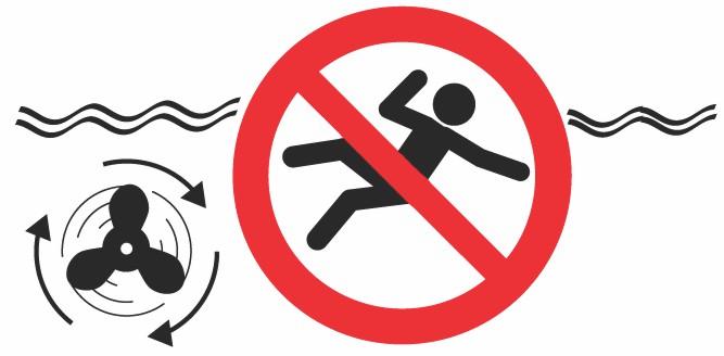 Rozdział 2 - Na wodzie 52821 Oznaczenie w pobliżu wejścia na pokład przy pawęży WAŻNE: Jeżeli którakolwiek z tych etykiet zaginie lub straci czytelność, musi być ona zastąpiona przed uruchomieniem