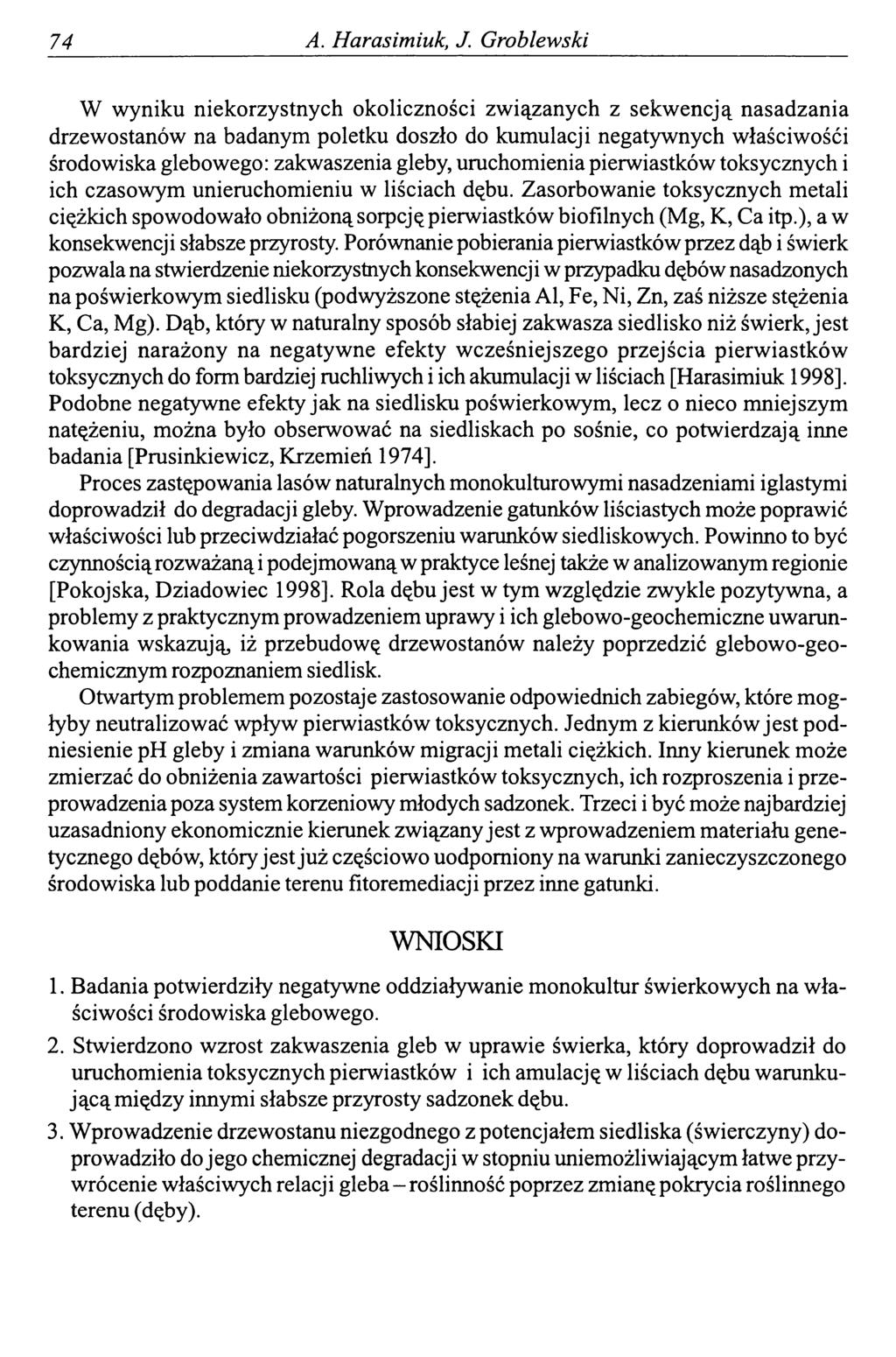 74 A. Harasimiuk, J.