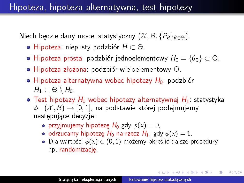 9. Testowanie hipotez statystycznych Test