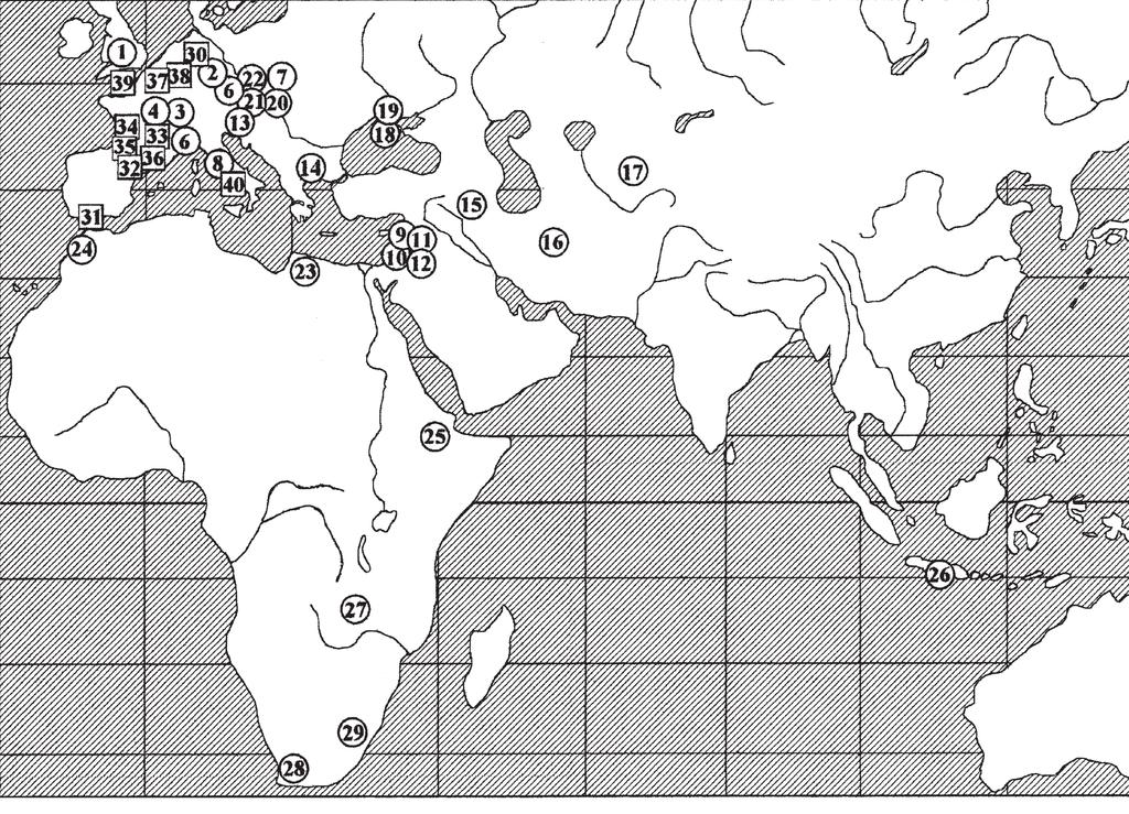 KAROL PIASECKI I WIES AW WI CKOWSKI PLANSZA 39 Stanowiska pre- i wczesnoneandertalskie [ ] Stanowiska klasycznych neandertalczyków [ ] (400 Ka-70 Ka) (70 Ka-35 Ka) 1 Swanscombe 16 Behistan 30