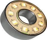 Ø 32 x 13 mm LAMPA PIERŚCIENIOWA 6-LED 12 V, 1 W DO KAMIENI ŹRÓDLANYCH. PLUS TRANSFORMATOR WODOSZCZELNY I 5 M KABEL. Nr. Art. 109.01.08.