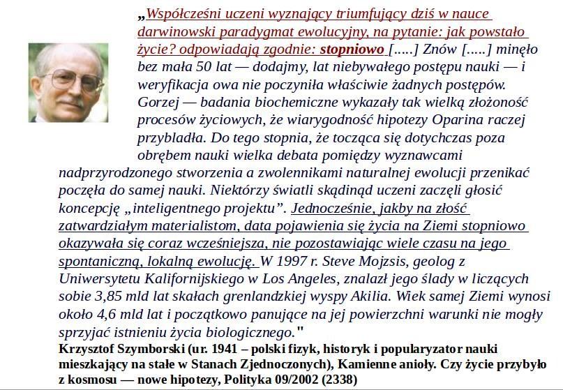 Niestety żywa komórka nie mogła powstawać stopniowo,