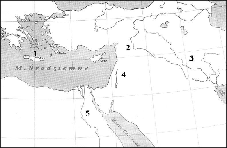 C. Czy ludy, które budowały świątynie opisane w zadaniu 2., charakteryzował politeizm czy monoteizm?... Mapa do zadania 3. 3. Miejsce, w którym budowano świątynie opisane w zadaniu 2.