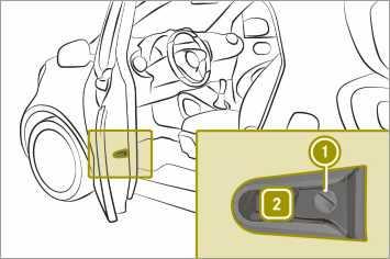 176 Blokowanie drzwi w sytuacji awaryjnej Blokowanie drzwi poprzez funkcję blokowania awaryjnego >> Zachowanie w razie wypadku lub awarii. X Wsunąć kluczyk w szczelinę : w lewych drzwiach.