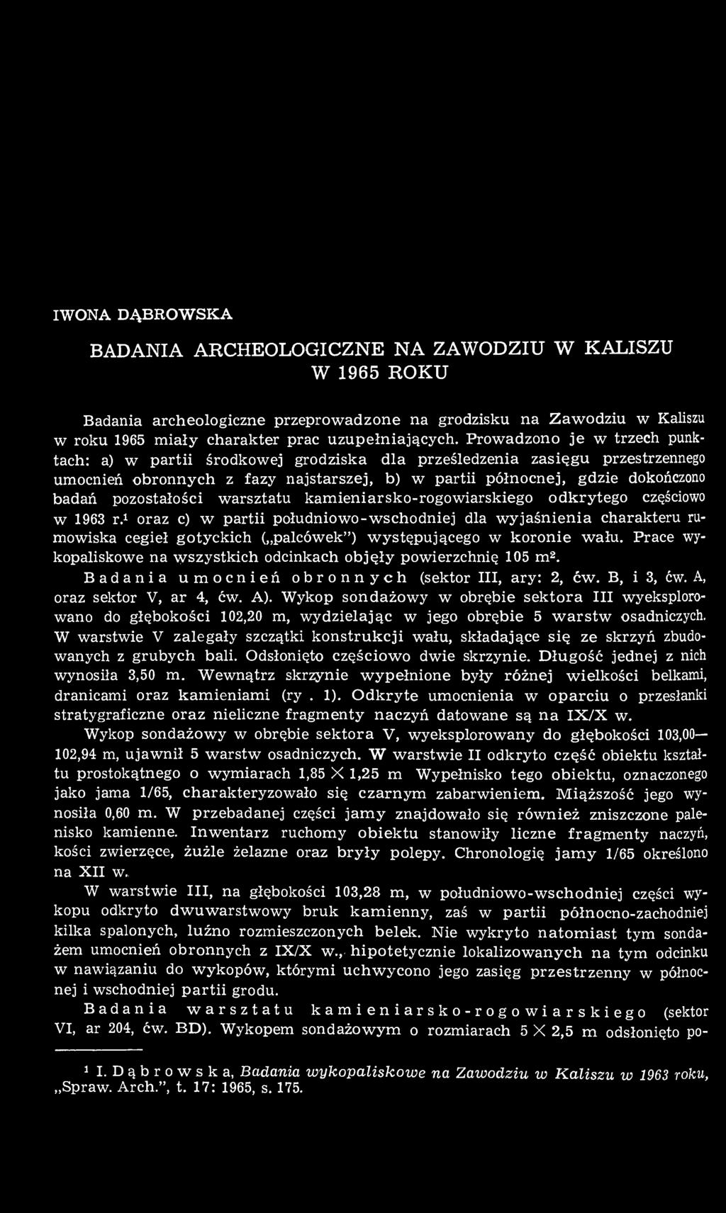 pozostałości warsztatu kamieniarsko-rogowiarskiego odkrytego częściowo w 1963 r.