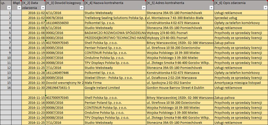 Podczas wklejania zadbaj o to, by lista nie zawierała żadnego pustego wiersza: Nie zostawiaj na listach pustych wierszy! Program tu zakończy przepisywanie!