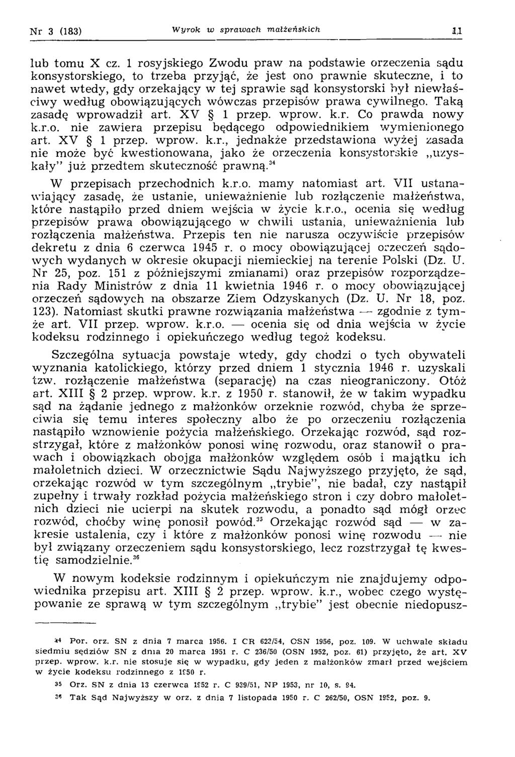 Nr 3 (183) W yrok w sprawach m ałżeńskich 1,1 lub tom u X cz.