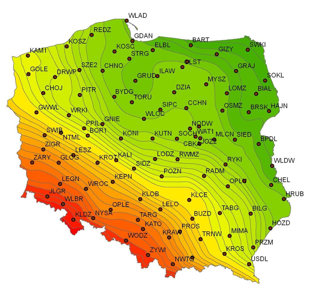 Położenie stacji ASG-EUPOS na