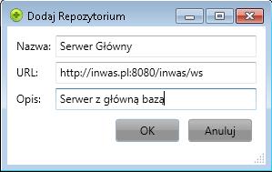 Okno Konfiguracji Rezpozytoriów - Dodanie nowego repozytorium - Usunięcie zaznaczonego repozytorium - Ustawienie