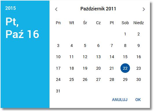 Rozdział 9 Przeglądanie historii operacji kredytu Po wybraniu daty z kalendarza a następnie przycisku [OK] zostaje ona automatycznie wstawiona do pola na formularzu (w formacie DD.MM.RRRR).