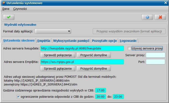 Konfiguracja ustawień dla Emp@tii Aby poprawnie skonfigurować ustawienia systemu Pomost, dotyczące komunikacji z systemem Emp@tia, w głównym oknie na zakładce Administracja wybieramy menu