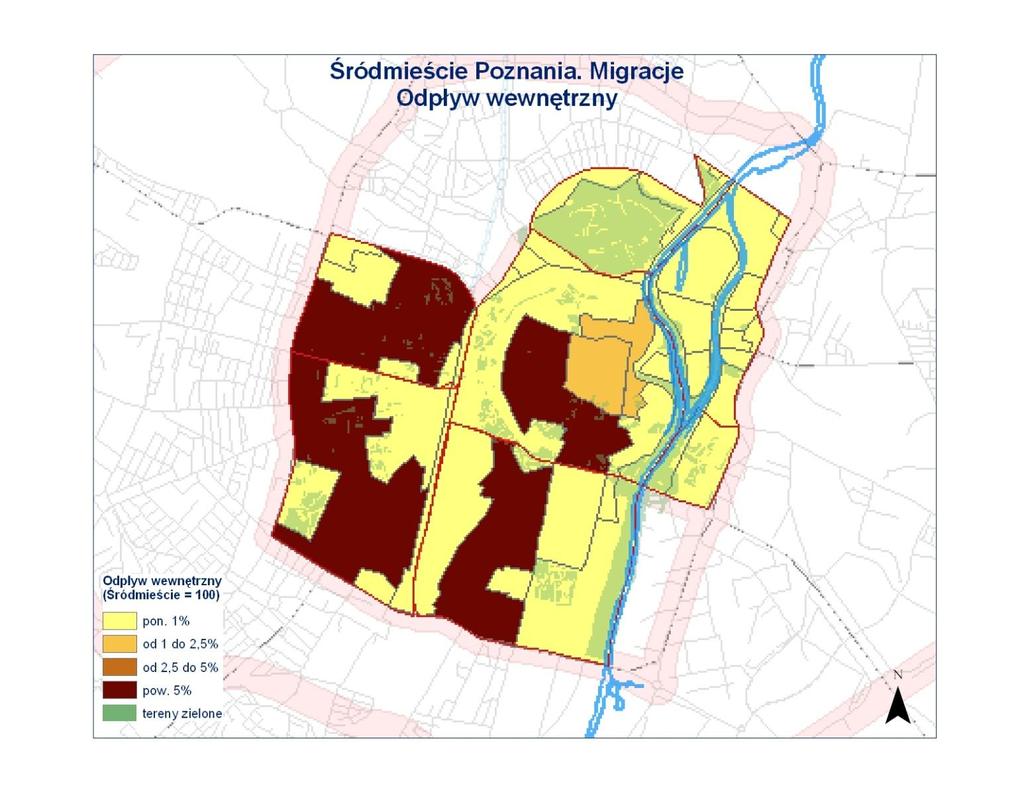 Śródmieście w zachowaniach migracyjnych mieszkańców Poznania * Ze Śródmieścia wyprowadziło się w tym samym okresie ok. 17 tys.