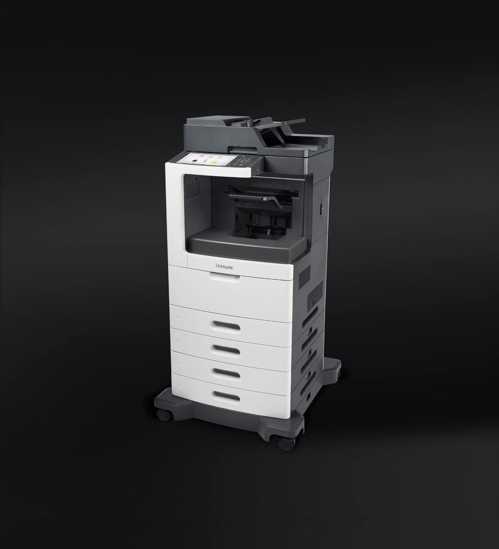 Seria Lexmark XM7100 Monochromatyczne laserowe drukarki wielofunkcyjne Przedstawiony model zawiera dodatkowe wyposażenie opcjonalne Stworzone do bicia