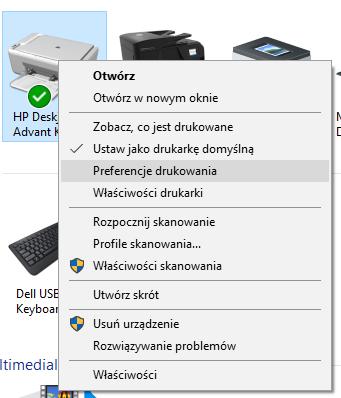 Preferencje drukowania Klikamy prawym przyciskiem