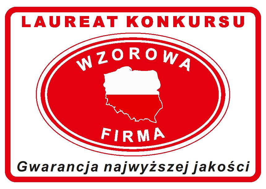 e) Wzór logotypu (Godła Promocyjnego) Wzorowa Firma wygląda następująco: f) Potwierdzeniem otrzymania tytułu Wzorowa Firma jest otrzymanie podczas uroczystej Gali specjalnie zaprojektowanego