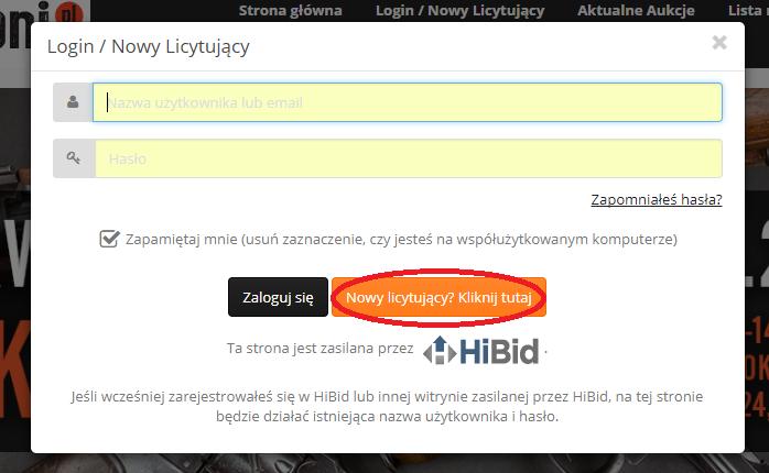 Krok 3 Kliknij przycisk Nowy licytujący?