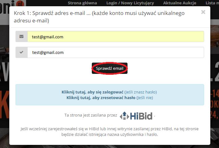 Krok 4 Wprowadź adres e-mail, powtórz go i