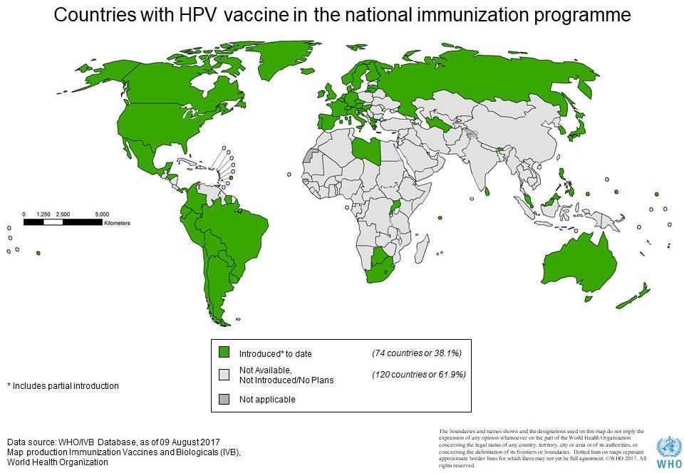 Kraje objęte szczepieniami przeciwko HPV http://www.