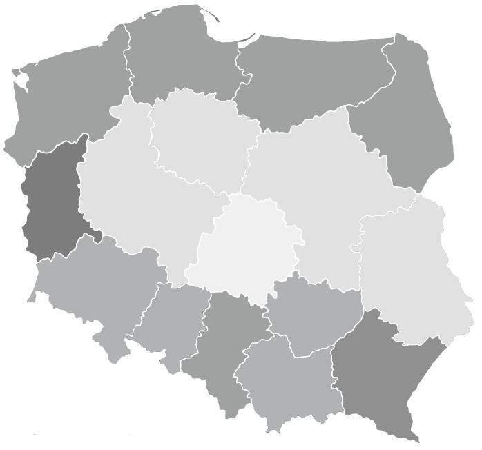 Lesistość Polski wg województw w % Zachodnio Pomorskie 35,4 lubuskie 49,1 42,4 Wielkopolskie 25,7 dolnośląskie 29,6 pomorskie 36,3 warmińsko mazurskie 30,9