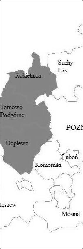 Ocena procesu suburbanizacji na przykładzie wybranych gmin 999 miasta na tę strefę jest wyraźnie widoczny. Obszary te sąą bardziej zurba- nizowane, mniej jest elementów przyrody.
