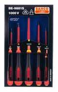 Wkrętaki Ergo TM do śrub Torx izolowane 1000V Wkrętaki do śrub Torx, do pracy pod napięciem do 1000 Volt. D mm mm mm BE-8910S T10 2.74 65 20x122 187 34 BE-8915S T15 3.