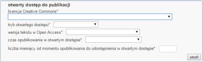 OTWARTY DOSTĘP DO PUBLIKACJI POLE OBOWIĄZKOWE Zawiera informacje o tym, czy publikacja jest dostępna w Internecie w Otwartym (darmowym) dostępie (tylko oficjalne źródła!
